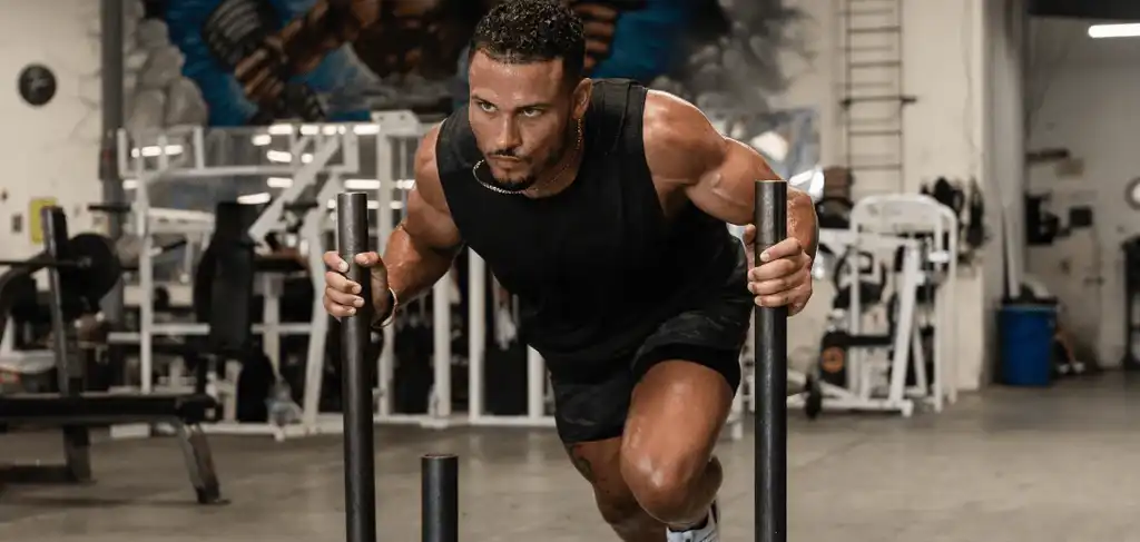 Sled Push and Pull exercise in HYROX training at Re-Creation Sorrento